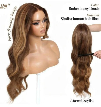 Savana Wig - Two Toned Body Wavy Lace Front Wig : 28inches