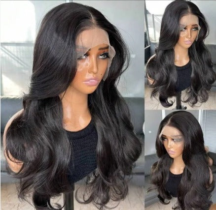Lebo Wig - Curtain Bangs , Human Blend Lace Wig : 22 inches