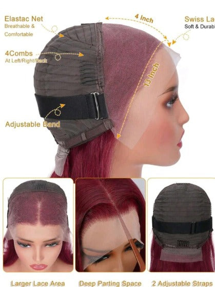 Zuri Collection- Burgundy Lace Front wig - Human Hair