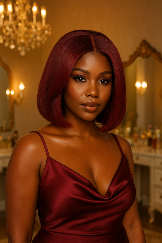 Zuri Collection- Burgundy Lace Front wig - Human Hair