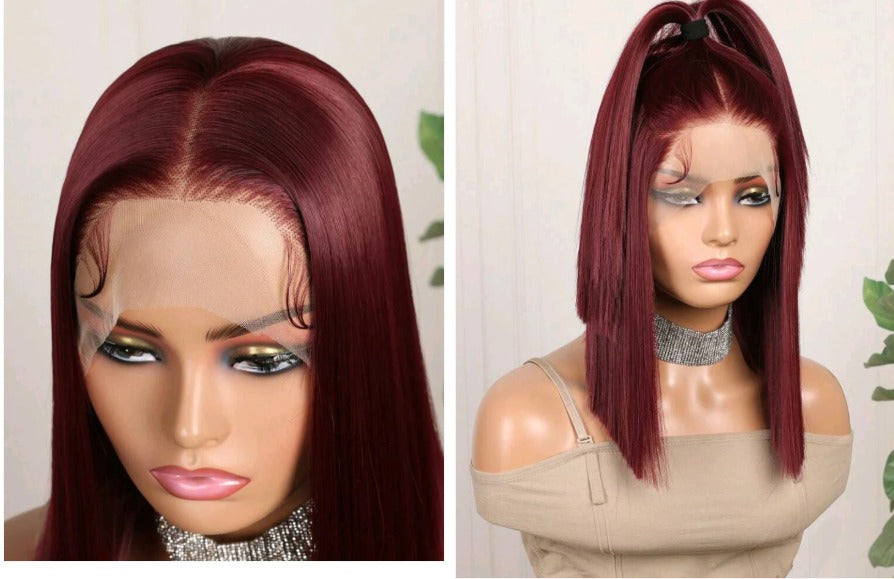 Zuri Collection- Burgundy Lace Front Wig(human blend)