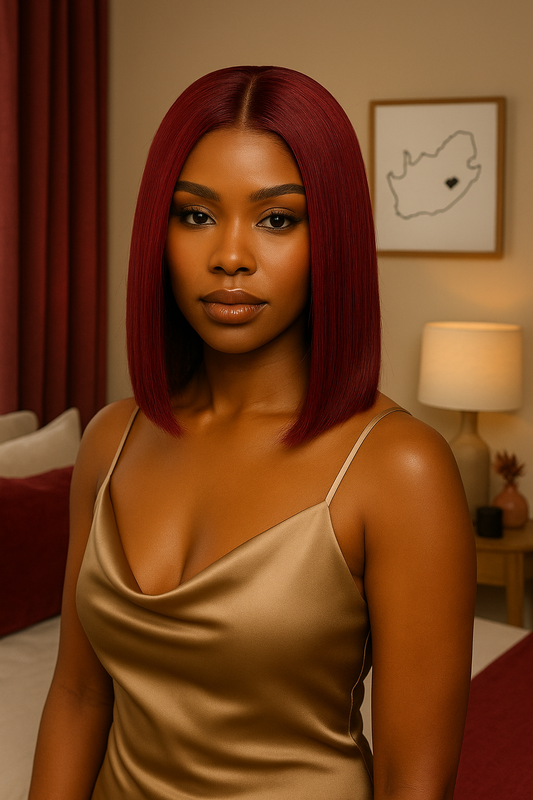 Zuri Collection- Burgundy Lace Front Wig(human blend)