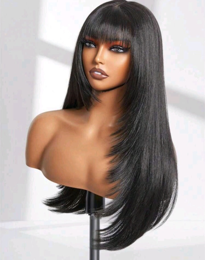 Ayanda Wig : Glueless Black Wig With Bangs
